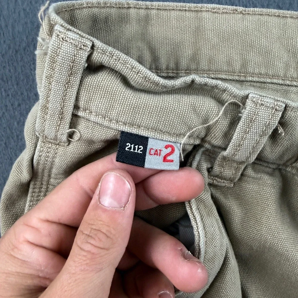 Carhartt Cargo Pants Men's 38x30 (Fits 36x29) Beige FR Canvas Workwear Flame